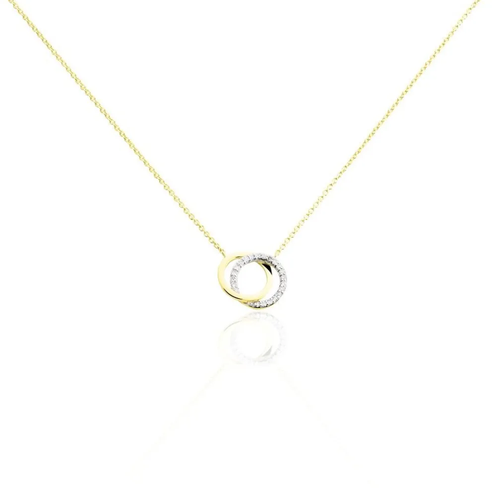 ABSOLU Damen Collier Gold Bicolor 375 (9 Karat) Diamant Weiß 0,07 ct Kreis|Marc Orian Outlet