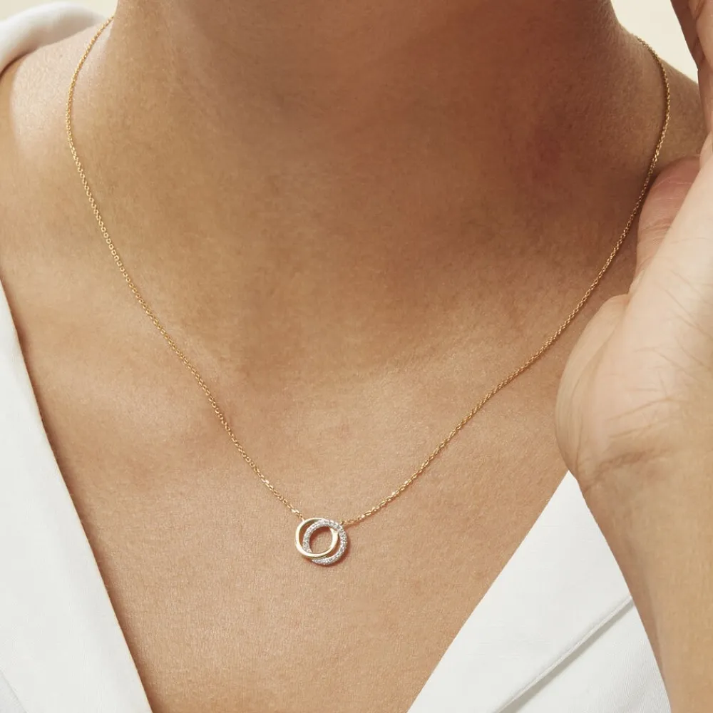 ABSOLU Damen Collier Gold Bicolor 375 (9 Karat) Diamant Weiß 0,07 ct Kreis|Marc Orian Outlet