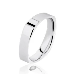 Alliance Carree Polie Or Blanc