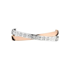 Alliance Double Anneaux Ruban Plat Or Bicolore