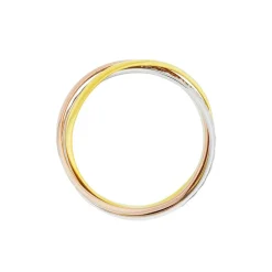 Alliance Entrelacee Diamantee Demi Jonc Classique Or Tricolore
