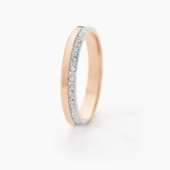 Alliance Fantaisie Diamantee Ruban Plat Or Bicolore