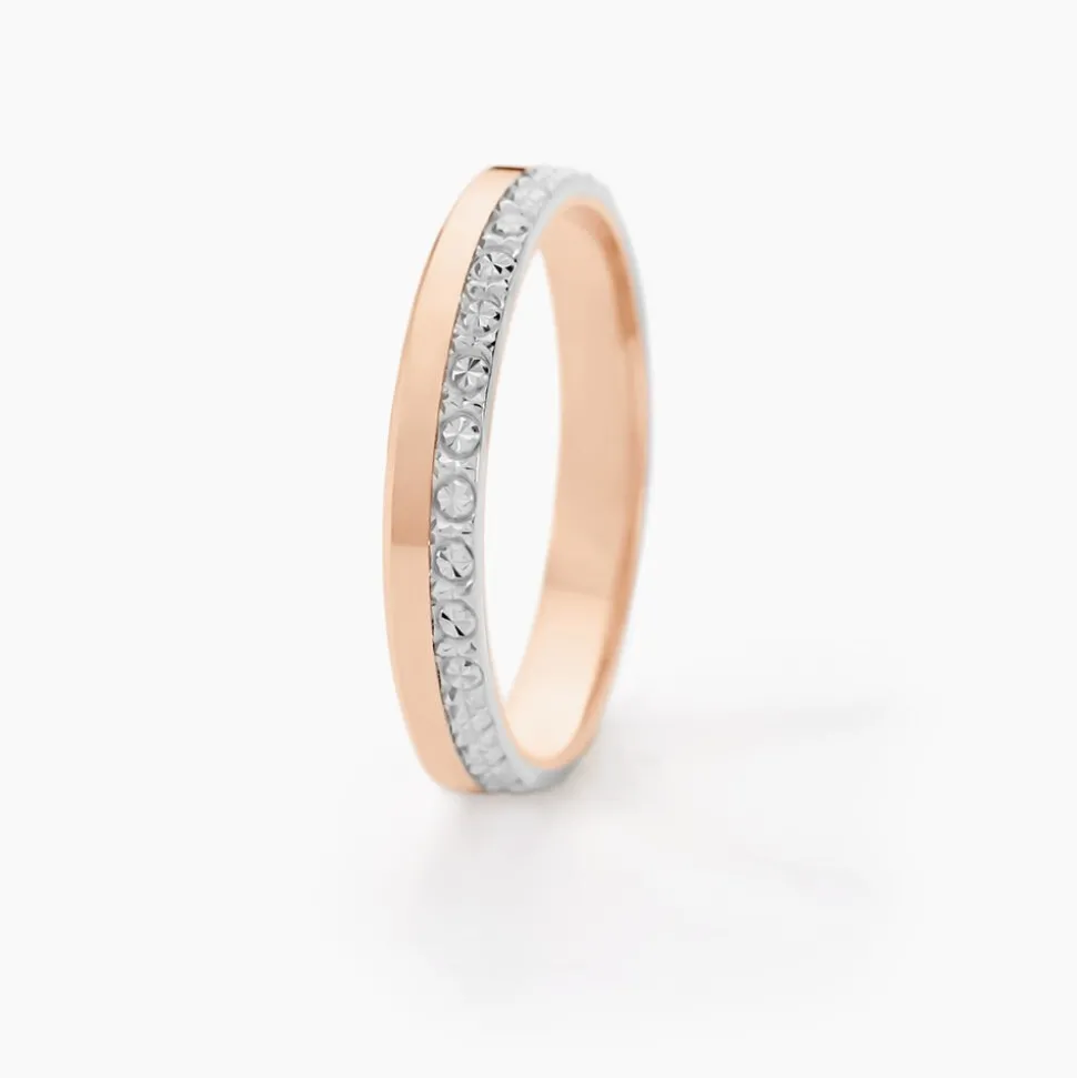 Alliance Fantaisie Diamantee Ruban Plat Or Bicolore