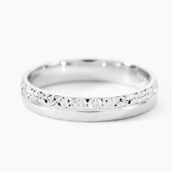 Alliance Fantaisie Diamantee Ruban Plat Or Blanc