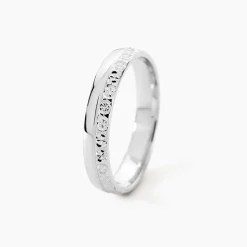 Alliance Fantaisie Diamantee Ruban Plat Or Blanc