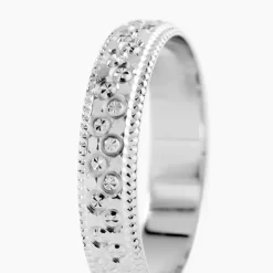 Alliance Fantaisie Diamantee Ruban Plat Or Blanc