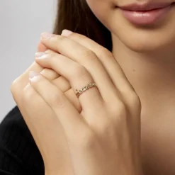 Alliance Fleur Diamantee Ruban Plat Or Jaune
