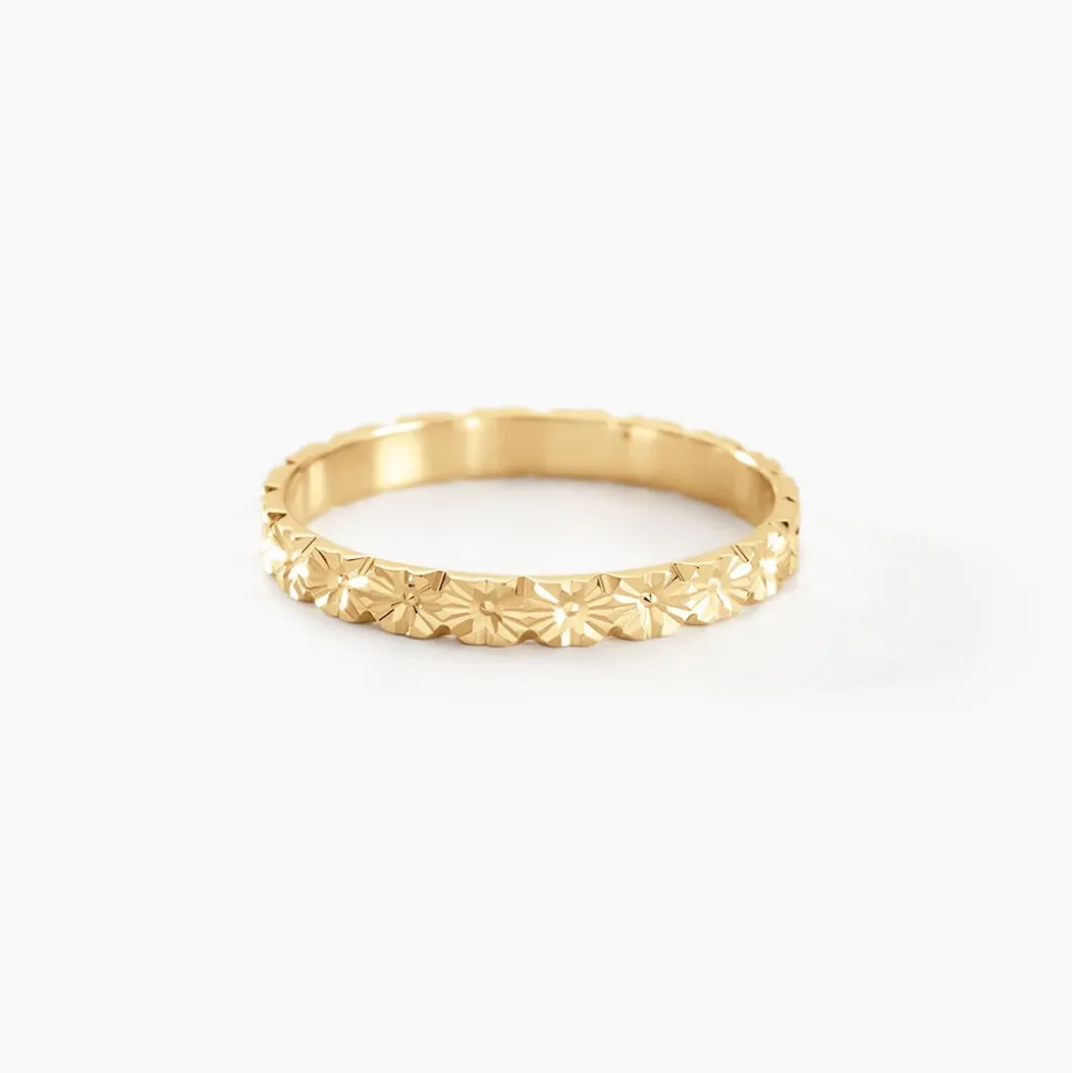 Alliance Fleur Diamantee Ruban Plat Or Jaune