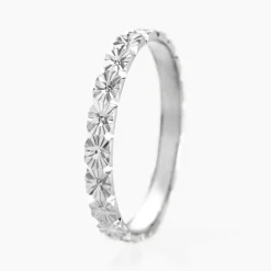 Alliance Fleur Diamantee Ruban Plat Or Blanc