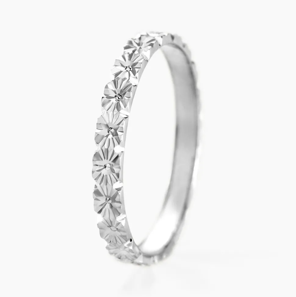 Alliance Fleur Diamantee Ruban Plat Or Blanc