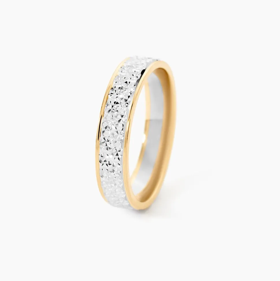 Alliance Grain De Folie Diamantee Ruban Plat Or Bicolore