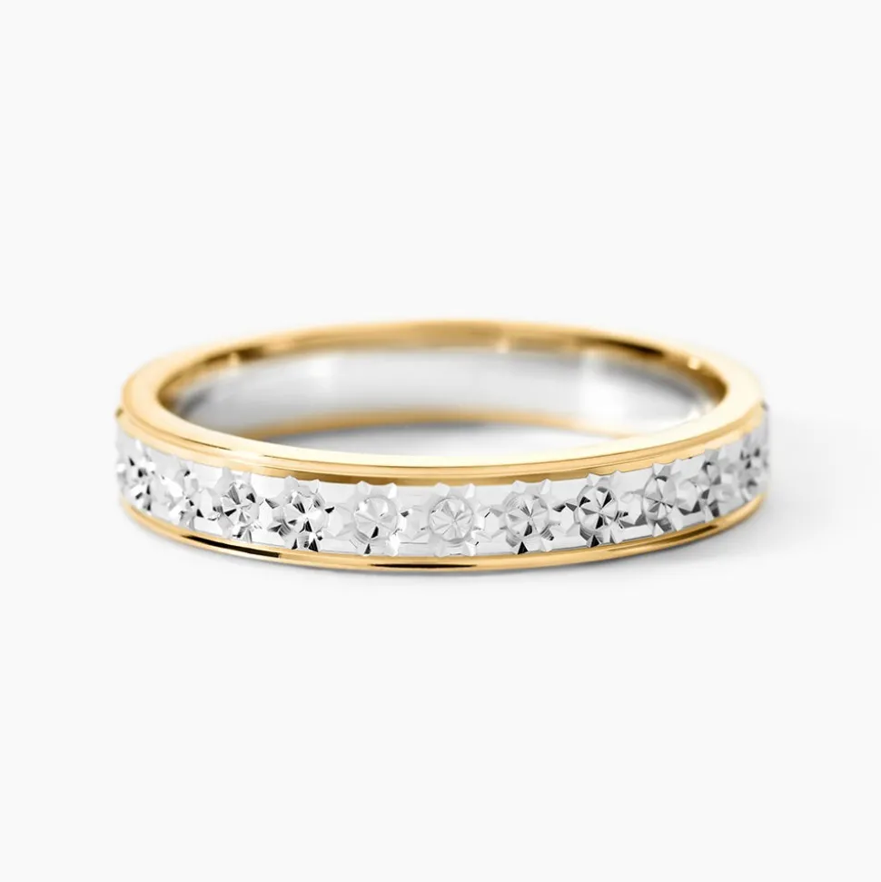 Alliance Grain De Folie Diamantee Ruban Plat Or Bicolore