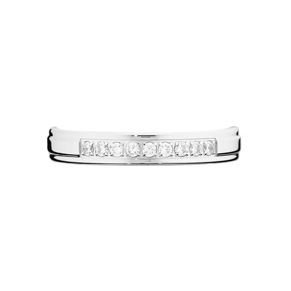 Alliance Serti Pave Or Blanc Diamant