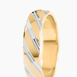 Alliance Strie Fantaisie Demi Jonc Classique Or Bicolore