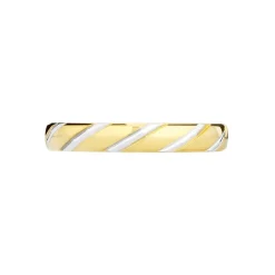 Alliance Strie Fantaisie Demi Jonc Classique Or Bicolore