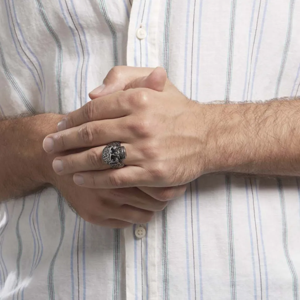 Bague Acier Blanc Et Noir Valentik