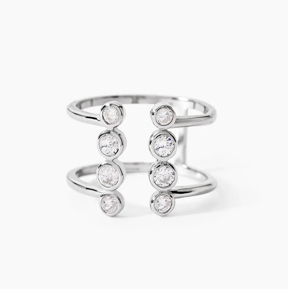 Bague Ajustable Janvier Argent Oxydes De Zirconium