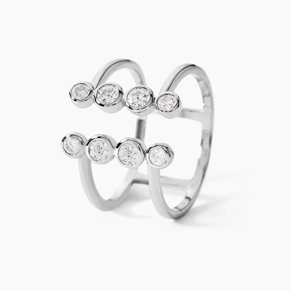 Bague Ajustable Janvier Argent Oxydes De Zirconium