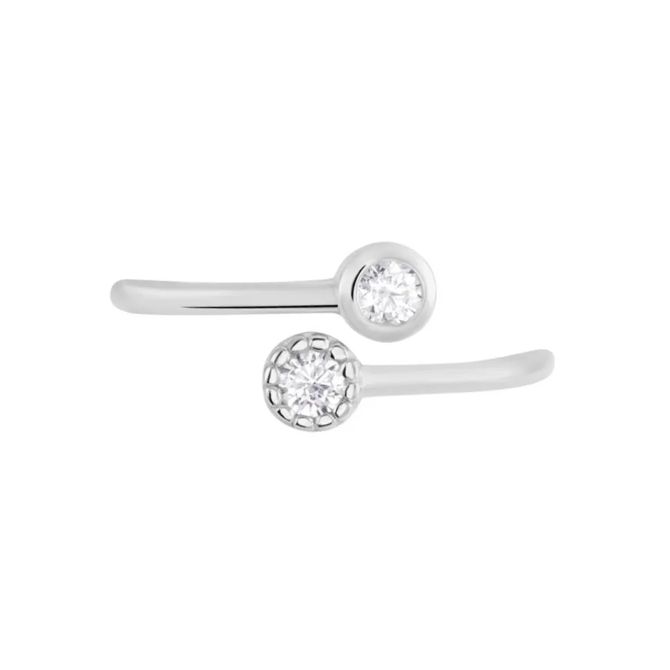 Bague Ajustable Mechte 1 Argent Blanc Oxyde De Zirconium