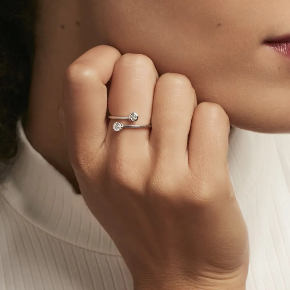 Bague Ajustable Mechte 1 Argent Blanc Oxyde De Zirconium