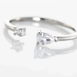 Bague Ajustable Shou Argent Oxyde De Zirconium
