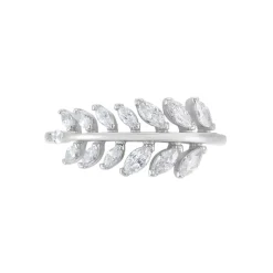 Bague Argent Blanc Cristobal Feuille Oxydes De Zirconium