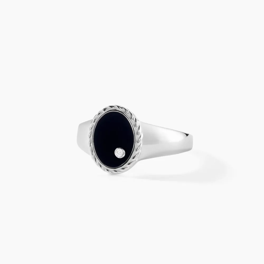 Bague Argent Blanc Lugus Email Et Oxyde De Zirconium|Marc Orian Clearance