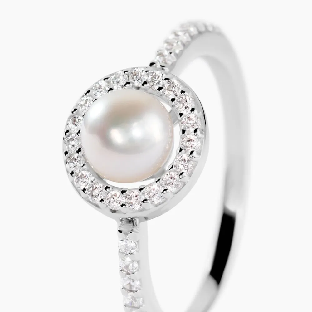 Bague Argent Blanc Suada Perle De Culture Oxyde De Zirconium|Marc Orian Hot