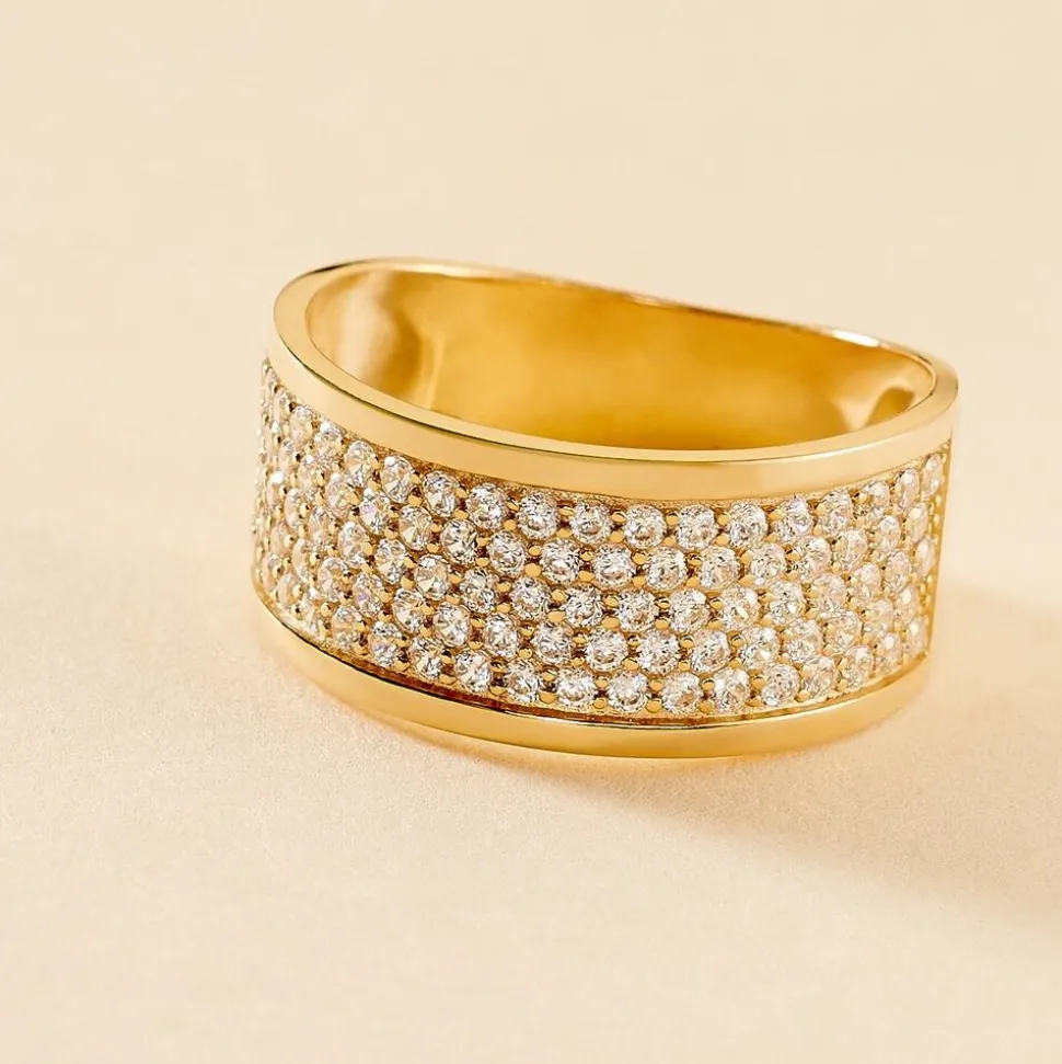 Bague Banda Or Jaune Oxyde De Zirconium