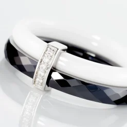 Bague Barette Bicolore Ceramique Argent Blanc Oxyde De Zirconium|Marc Orian Best