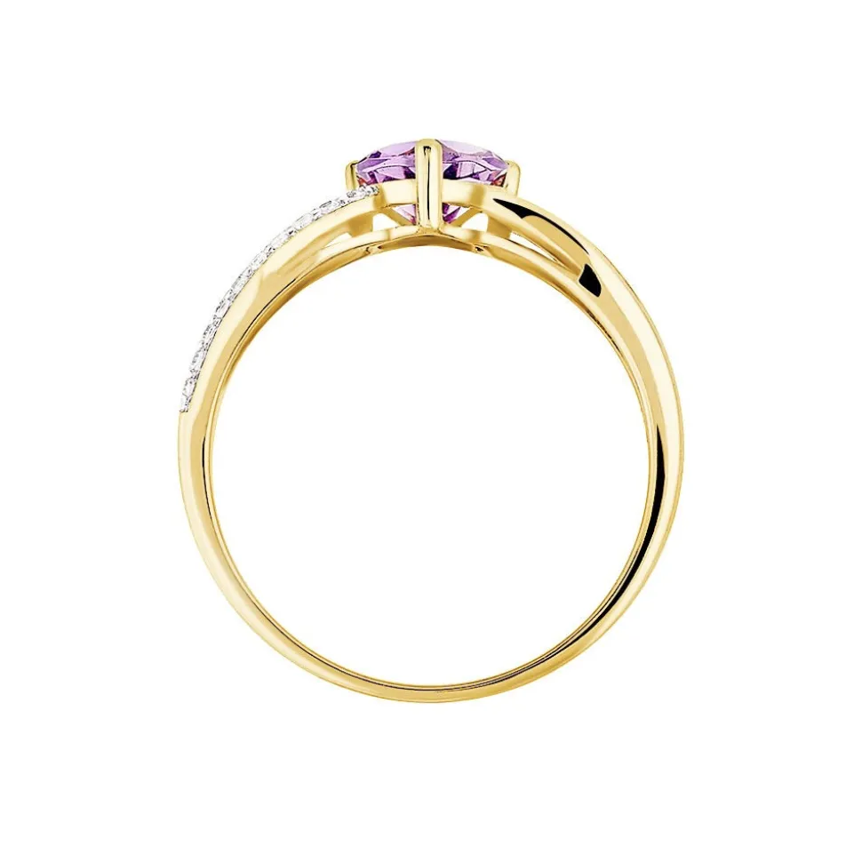 Bague Bertille Or Jaune Amethyste Et Oxyde De Zirconium