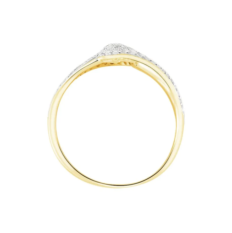 Bague Boucle D'or Or Jaune Oxyde De Zirconium