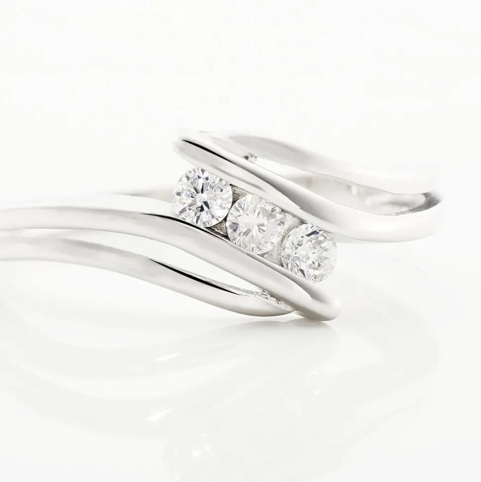 Bague Cascade Argent Blanc Oxyde De Zirconium