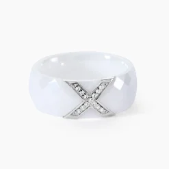 Bague Ceramique X Argent Blanc|Marc Orian Discount