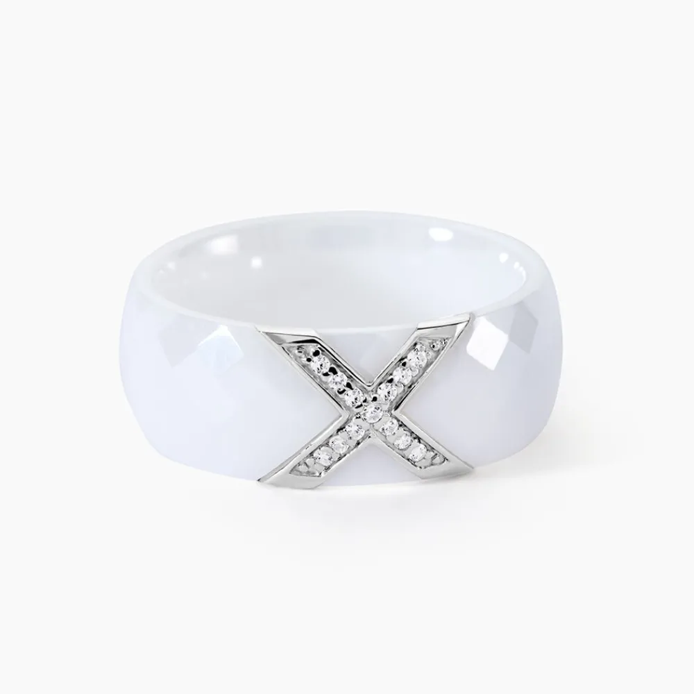 Bague Ceramique X Argent Blanc|Marc Orian Discount
