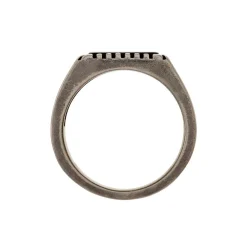 Bague Chevalière Acier Vieillit Haris Agate|Marc Orian Discount