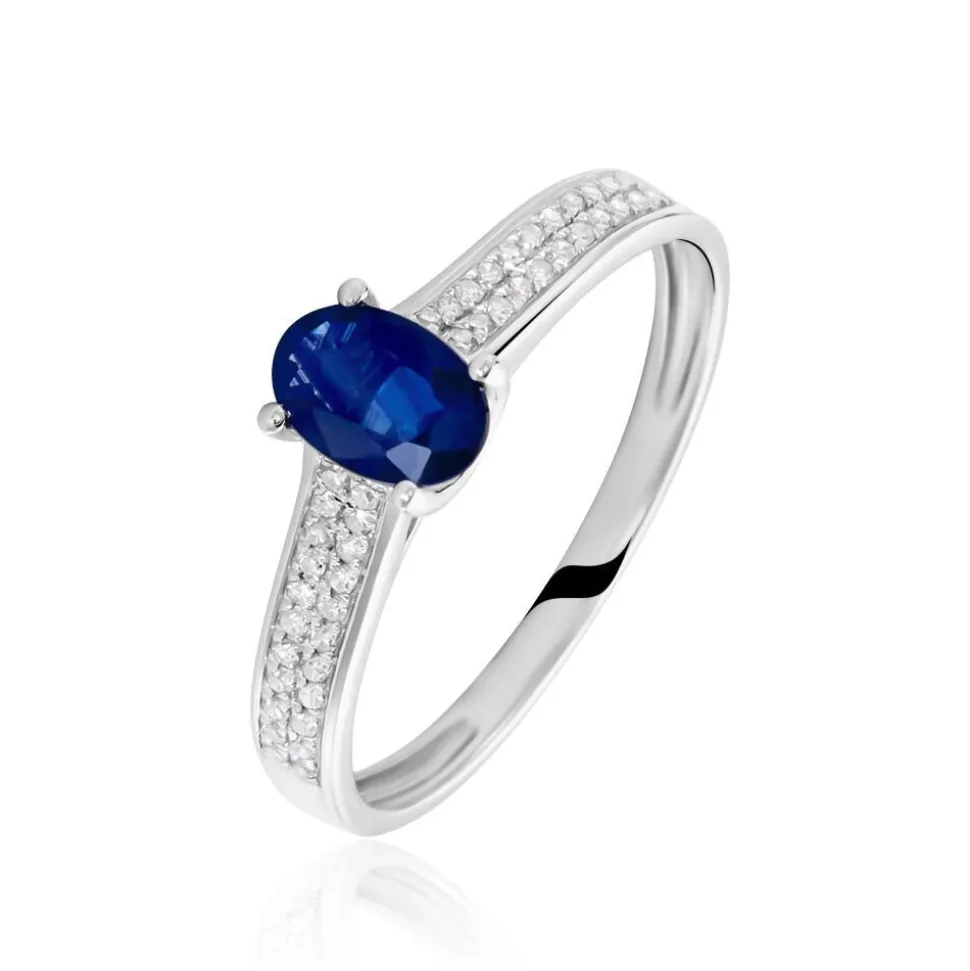 Bague Crista Or Blanc Saphir Et Diamant
