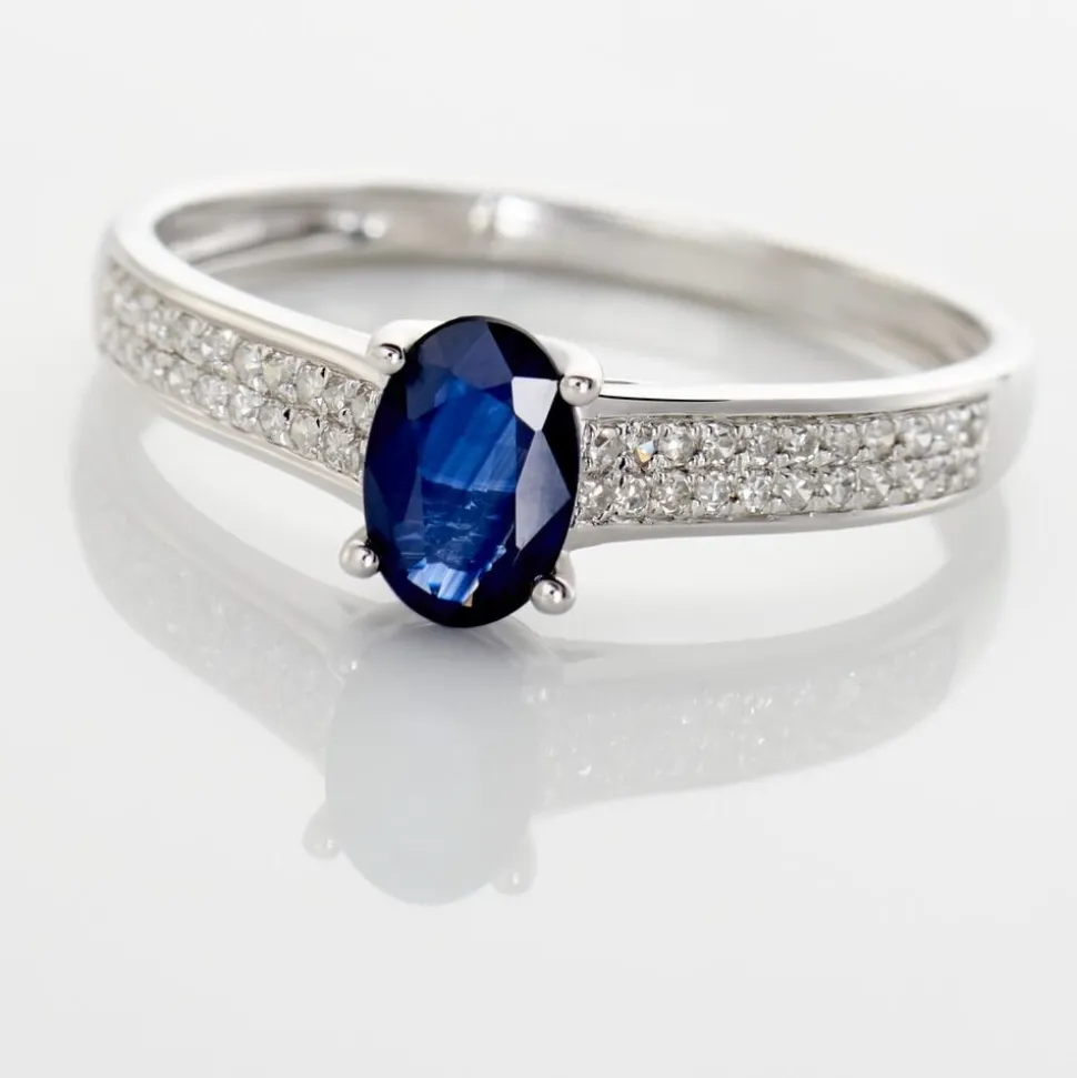 Bague Crista Or Blanc Saphir Et Diamant