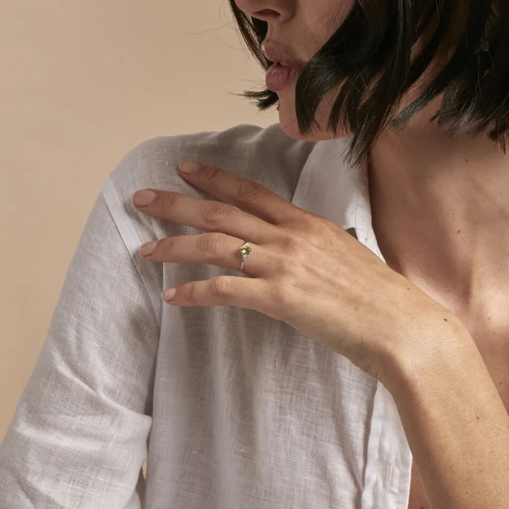 Bague Diapre Or Blanc Péridot Oxyde De Zirconium|Marc Orian Sale