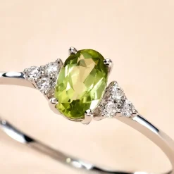 Bague Diapre Or Blanc Péridot Oxyde De Zirconium|Marc Orian Sale