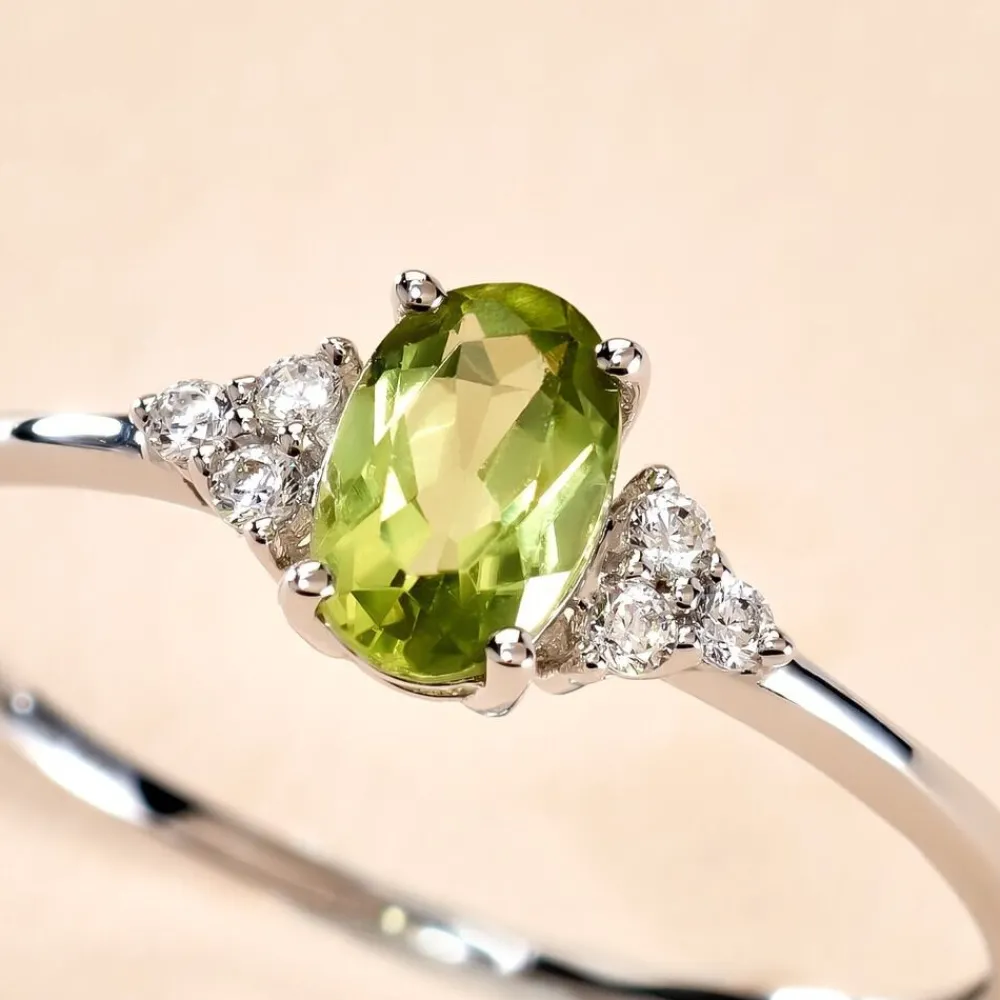 Bague Diapre Or Blanc Péridot Oxyde De Zirconium|Marc Orian Sale