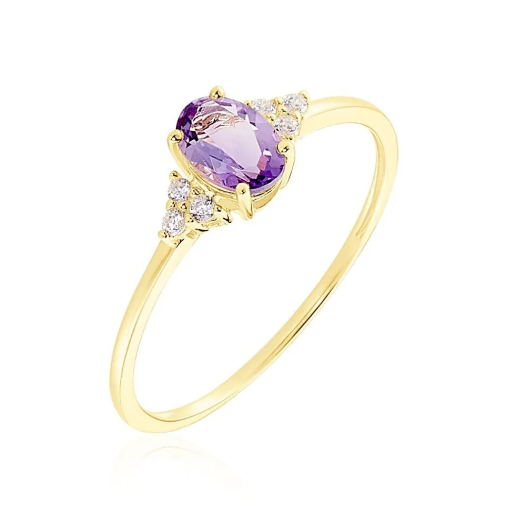 Bague Diapre Or Jaune Améthyste Oxyde De Zirconium|Marc Orian Online