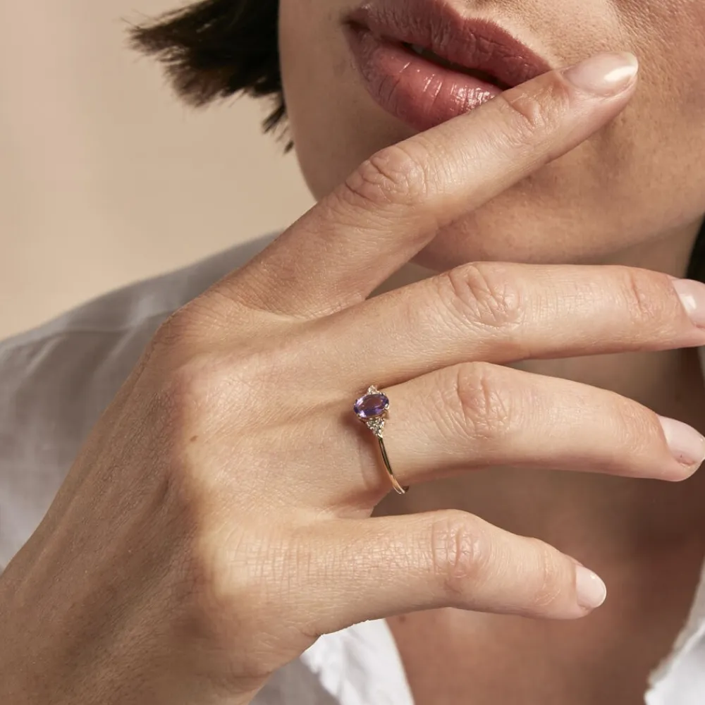 Bague Diapre Or Jaune Améthyste Oxyde De Zirconium|Marc Orian Online