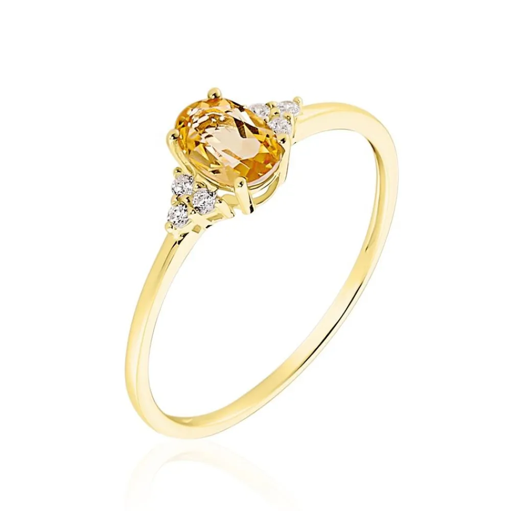 Bague Diapre Or Jaune Citrine Oxyde De Zirconium|Marc Orian New