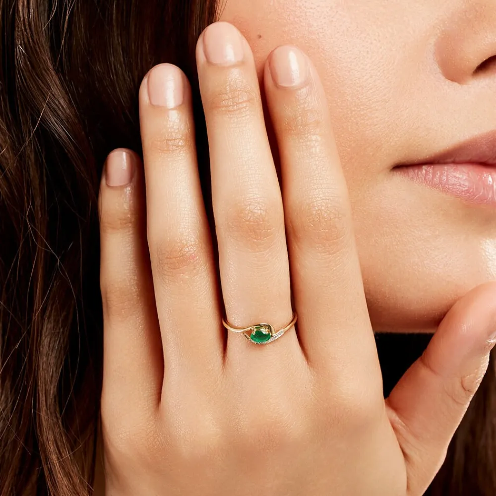 Bague Emotion Or Jaune Emeraude Diamant|Marc Orian
