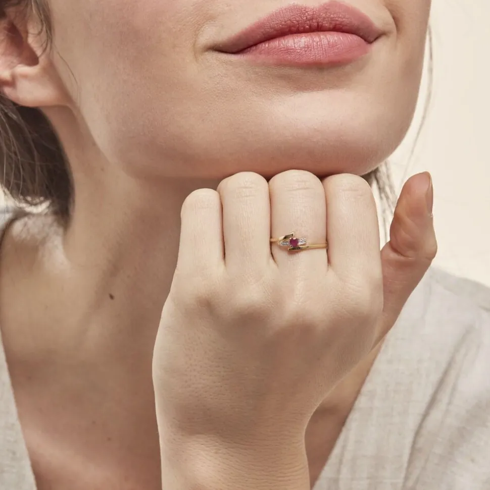 Bague Evka Or Jaune Rubis