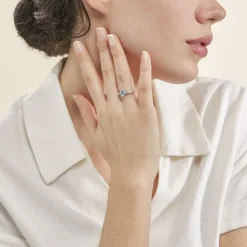 Bague Fany Or Blanc Topaze Et Oxyde De Zirconium
