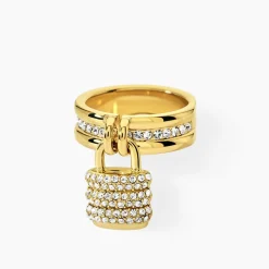 Bague Guess My Secret Acier Doré Oxyde De Zirconium