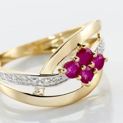 Bague Hoela Or Jaune Diamant Et Rubis