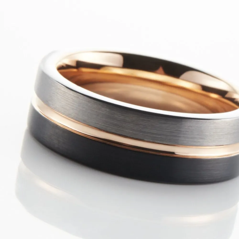 Bague Echo Tungstene Tricolore Blanc / Rose / Noir|JOURDAN New
